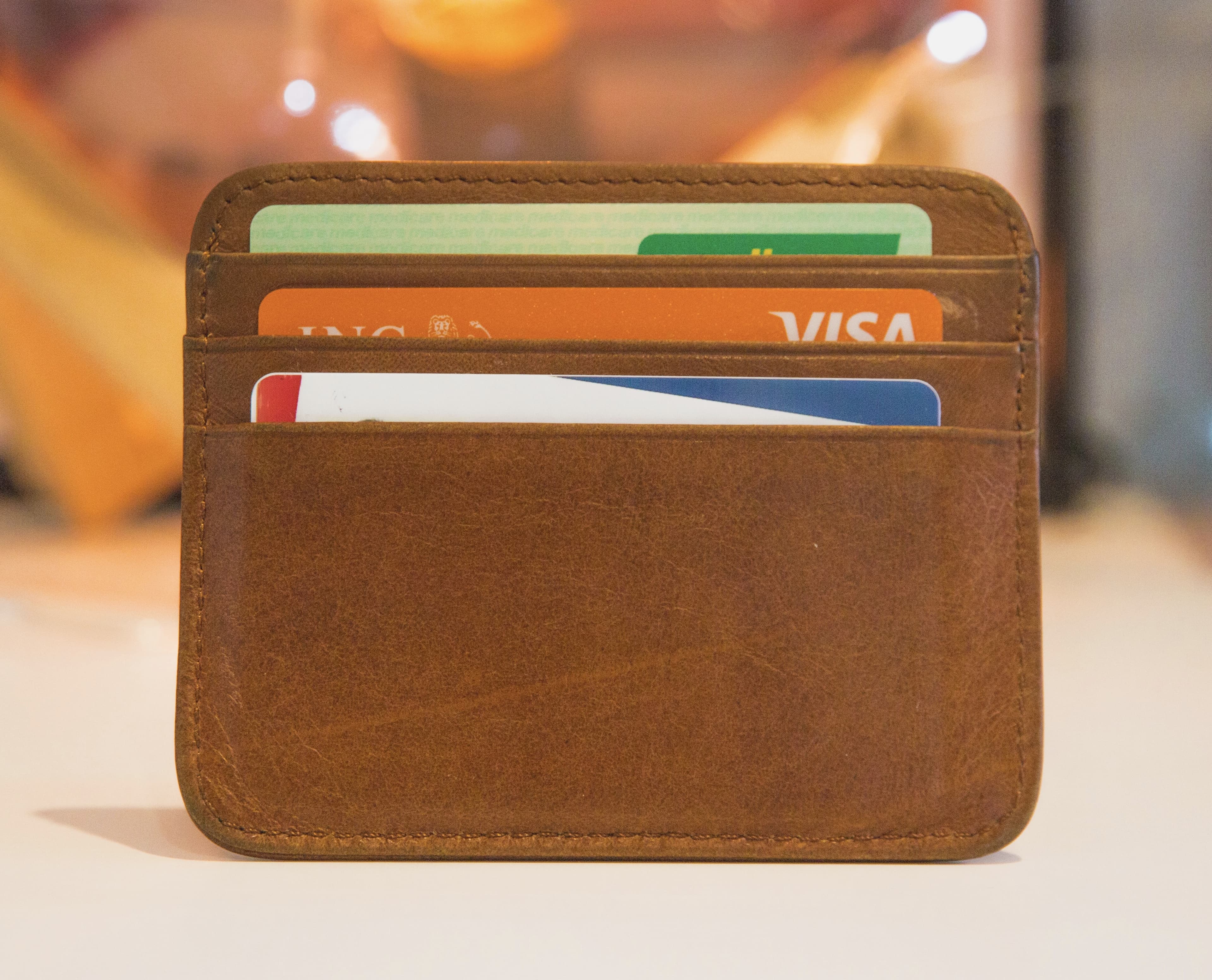 Wallet with several credit cards inside