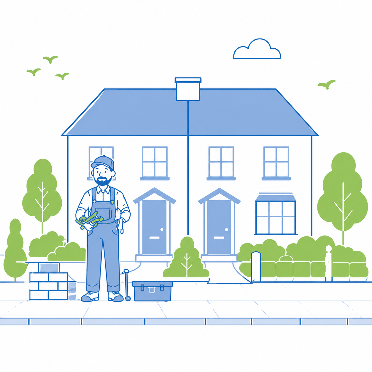 Bricklayer worker illustration
